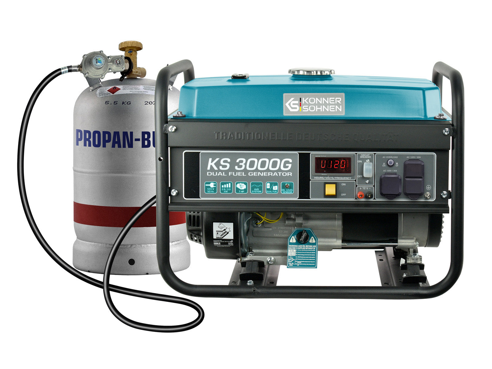 Generador híbrido de gas/gasolina KS 3000G