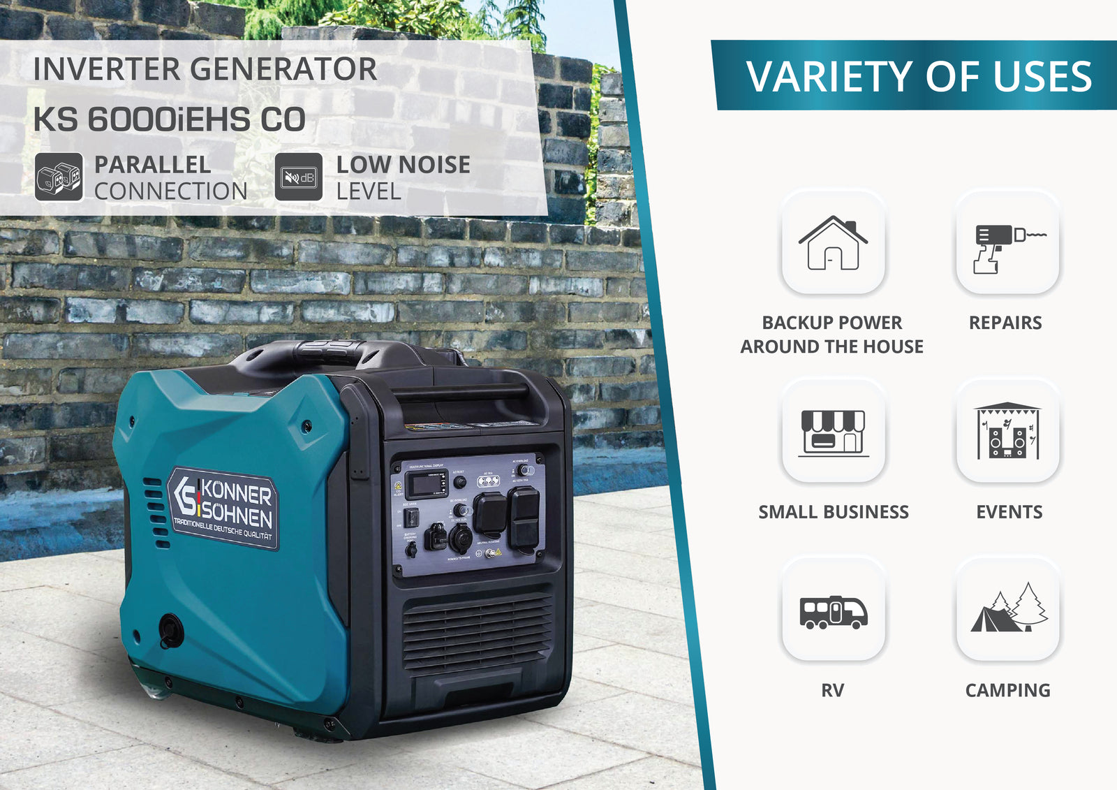 Generador inverter híbrido de gas/gasolina KS 6000iEHS CO