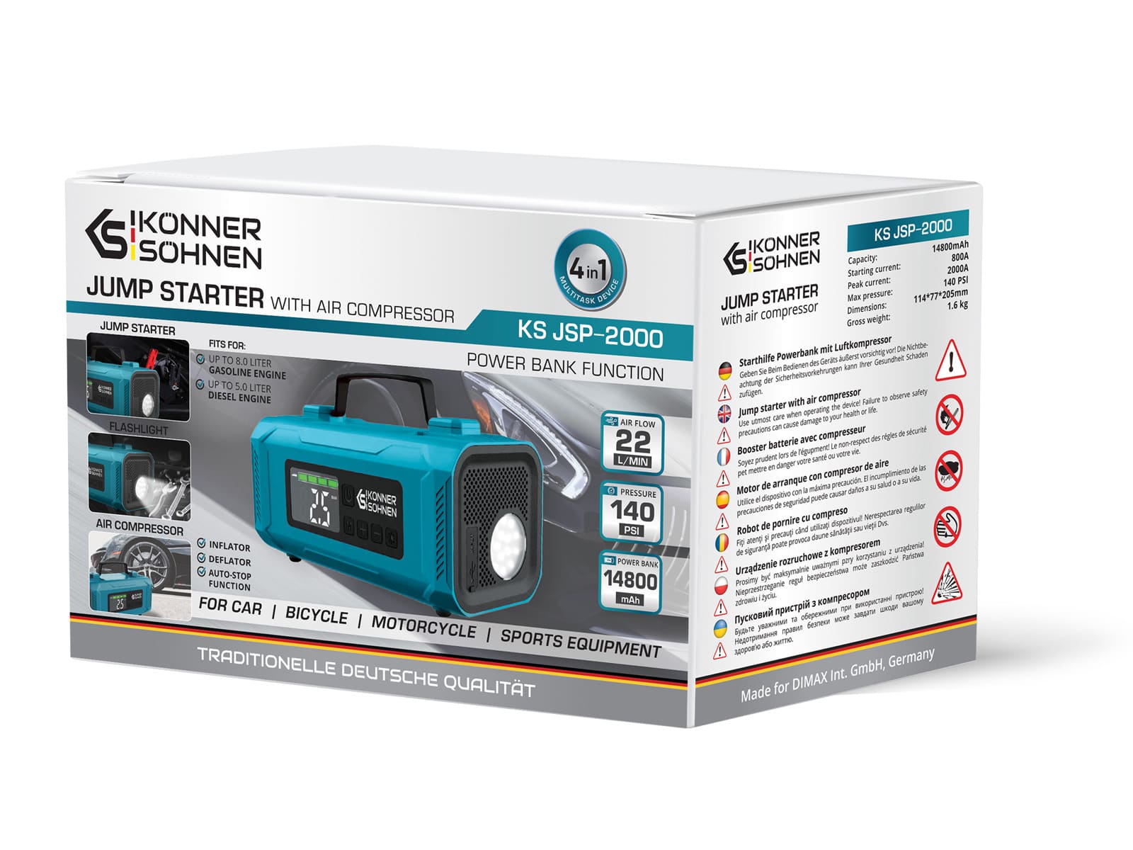 Arrancador de batería con compresor a batería KS JSP-2000
